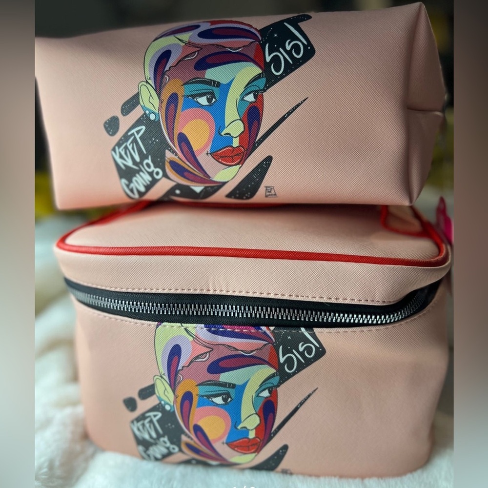 Pink Lomein Cosmetic Tote and Bag Set